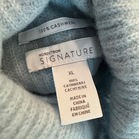 NORDSTROM Signature 100% Cashmere Sweater Women's XL Colorblock Pattern Blue - Picture 4 of 4